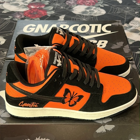 DS GNARCOTIC SB DUNK LOW BUTTERFLY EFFECT BLACK/ORANGE LIL GNAR MONARCH 6 6.5 10 - Picture 4 of 16